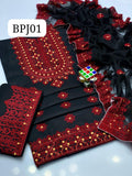 STuff Cotton Gala Daman Heavy Aari Baochi Embroidery Shirt And 4 SIded Border Embroidery Chiffon Dupatta WIth Embroidery Trouser 3PC Dress