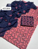 Stuff Soft Lawn Cut Dana Front Jaal Shirt, Embroided Contrass Trouser Along With Chiffon Contrass Dupatta &nbsp;3pcs Dress