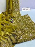 Stuff Chiffon LCD Gotta All Over Jaal Embroidery Work SHirt Back Boti Jaal WIth LCD Gotta 4 Border Work Dupatta 2PC Dress