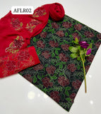 Stuff Soft Lawn Shadow Shisha+Kacha Ghulab Front Jaal Shirt, Contrass Embroided Trouser Along With Chiffon Contrass Embroided Dupatta 3pcs &nbsp;Dress