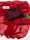 Stuff Soft Lawn Shadow Shisha+Kacha Ghulab Front Jaal Shirt, Contrass Embroided Trouser Along With Chiffon Contrass Embroided Dupatta 3pcs &nbsp;Dress