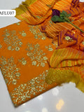 Stuff Soft Lawn &nbsp;Gotta Work &nbsp;Bunch Boti Daman Shirt, Embroided Trouser Along With Chiffon Tye&amp;Dye Gotta Work Dupatta3pcs Dress