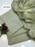Stuff Paper Cotton Aplic Patti Gala Front Boti Shirt, Along With Paper Cotton Tarkashi &nbsp;Embroided Dupatta 2pcs Dress