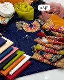 Stuff Organza Handmade Pearl &amp; Zarri Gotta Work Shirt And Kattan Silk Trouser With Orgnaza Dupatta 3PC Dress