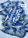 Stuff Swiss Lawn Front Back &amp; Sleeves Printed SHirt And Printed DUpatta With Trouser 3PC Dress