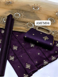 STuff Shamoz Silk All Over Embroidery Shirt And Indian Net Aplic Embroidery Dupatta With Kattan Silk Trouser 3PC Dress