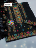 Stuff lawn Cotton Front heavy Gala Daman Embroidery Shirt And Chiffon embroidery Dupatta With embroidery Trouser 3PC Dress