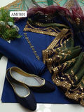 Stuff Kattan Silk Plain Shirt ANd Trouser With Pure Multi Organza Fabric 9MM Foil &amp; embroidery duppata with 4 Sided Heavy Foil Border 3PC Dress