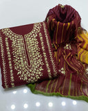 Stuff Lawn &nbsp;LCD Gotta Panel Embroidery Shirt And Chifon LCD Gotta WPrk Dupatta With Plain Trouser 3PC Dress