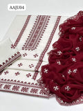 Stuff Soft Cotton Cross Stich Embroidery 9MM Mirror Work Shirt And Trouser Along With Chiffon Dupatta 3PC Dress