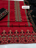 Stuff Cotton Xross Stich Front FullDaman Embroidery Shirt ANd Trouser WIth Chiffon Embroidery Dupatta