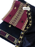 Stuff Cotton Xross Stich Front FullDaman Embroidery Shirt ANd Trouser WIth Chiffon Embroidery Dupatta
