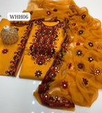Stuff Lawn Cotton Aari Work Shirt And Aari Work Trouser With Chiffon Aari Work Dupatta 3PC Dress