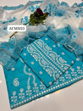 Stuff Soft Lawn 9MM Gala Daman &nbsp;Bail Shirt, Embroided Trouser Along With Chiffon 4 Sided Border &nbsp;Dupatta 3pcs Dress