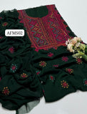 Stuff Bember crinkle Balochi Gala Front Boti Jaal With Original mirror work &nbsp;Shirt, Along with Bember Crinkle &nbsp;Embroided Dupatta 2pcs Dress