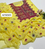 Stuff Bember crinkle Balochi Gala Front Boti Jaal With Original mirror work &nbsp;Shirt, Along with Bember Crinkle &nbsp;Embroided Dupatta 2pcs Dress