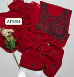 Stuff Bember crinkle Balochi Gala Front Boti Jaal With Original mirror work &nbsp;Shirt, Along with Bember Crinkle &nbsp;Embroided Dupatta 2pcs Dress