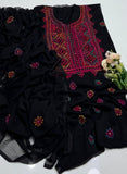 Stuff Bember crinkle Balochi Gala Front Boti Jaal With Original mirror work &nbsp;Shirt, Along with Bember Crinkle &nbsp;Embroided Dupatta 2pcs Dress