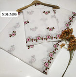 Stuff Swiss Lawn Rashim Flower 2 Sided Border Embroidery Jall Ladies Shawl