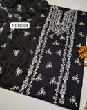 Stuff Pure lawn 100/100 handmade Pakka Gala jall Syle Neat Work Shirt And Plain Trouser With Chiffon Embroidery Dupatta 3PC Dress