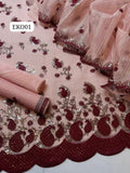 Stuff Organza Daman Boring Work Shirt And Organza self stuff Embroidered Jaal &amp; Boring Work Dupatta And Kattan Silk Trouser 3PC Dress*