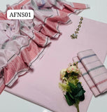 Stuff Khaddi Lawn Plain Shirt, Self Trouser Along With Khadi Lawn &nbsp;Jacquard Border Dupatta 3pcs Dress🥻