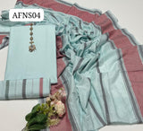 Stuff Khaddi Lawn Plain Shirt, Self Trouser Along With Khadi Lawn &nbsp;Jacquard Border Dupatta 3pcs Dress🥻