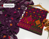 Stuff Pure Lawn 100/100 Handmade balochi Daman Jaal Style Neat Work Shirt And Plain Trouser With Chiffon Embroidery Dupatta 3PC Dress