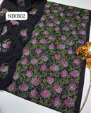 Stuff Pure Lawn 100/100 Handmade Kacha Indian Jaal Neat Work Shirt And Plain Trouser WIth Chiffon Embroidery Dupatta 3PC Dress