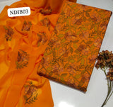 Stuff Pure Lawn 100/100 Handmade Kacha Indian Jaal Neat Work Shirt And Plain Trouser WIth Chiffon Embroidery Dupatta 3PC Dress