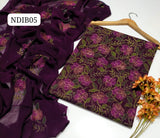 Stuff Pure Lawn 100/100 Handmade Kacha Indian Jaal Neat Work Shirt And Plain Trouser WIth Chiffon Embroidery Dupatta 3PC Dress