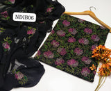 Stuff Pure Lawn 100/100 Handmade Kacha Indian Jaal Neat Work Shirt And Plain Trouser WIth Chiffon Embroidery Dupatta 3PC Dress