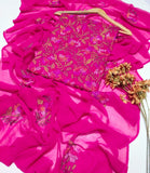 Stuff Pure Lawn 100/100 Handmade Kacha Indian Jaal Neat Work Shirt And Plain Trouser WIth Chiffon Embroidery Dupatta 3PC Dress