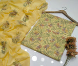 Stuff Pure Lawn 100/100 Handmade Kacha Indian Jaal Neat Work Shirt And Plain Trouser WIth Chiffon Embroidery Dupatta 3PC Dress