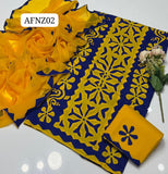 Stuff Lawn Applic Front Jaal Back Bunch Shirt, EmbroideD Trouser Along With Chiffon 4 Side Boder &nbsp;dupatta 3pcs Dress