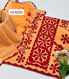 Stuff Lawn Applic Front Jaal Back Bunch Shirt, EmbroideD Trouser Along With Chiffon 4 Side Boder &nbsp;dupatta 3pcs Dress