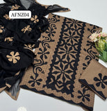 Stuff Lawn Applic Front Jaal Back Bunch Shirt, EmbroideD Trouser Along With Chiffon 4 Side Boder &nbsp;dupatta 3pcs Dress