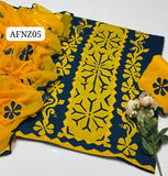 Stuff Lawn Applic Front Jaal Back Bunch Shirt, EmbroideD Trouser Along With Chiffon 4 Side Boder &nbsp;dupatta 3pcs Dress