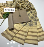 Stuff Khaddi Lawn Plain Shirt Plain Trouser Along With Block Print Khaddi Lawn Dupatta 3pcs Dress🥻