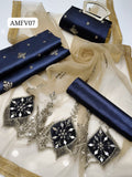 Stuff Shamoz Silk All Over Embroidery Shirt And Net Applic Embroidery Dupatta With Kattan Silk Trouser 3PC Dress