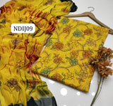 Stuff Pure lawn 100/100 Handmade kacha Indian jall Neat Work Shirt And Plain Trouser With Chiffon Tye And Dye Embroidery Dupatta 3PC Dress