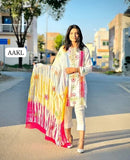 Stuff Lawn afghani Miror handmade All Over Embroidery Shirt And Chiffon Tye And Dye Embroidery Dupatta With Lawn Trouser 3PC Dress