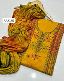 Stuff Lawn afghani Miror handmade All Over Embroidery Shirt And Chiffon Tye And Dye Embroidery Dupatta With Lawn Trouser 3PC Dress