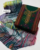 Stuff Lawn afghani Miror handmade All Over Embroidery Shirt And Chiffon Tye And Dye Embroidery Dupatta With Lawn Trouser 3PC Dress