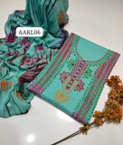 Stuff Lawn afghani Miror handmade All Over Embroidery Shirt And Chiffon Tye And Dye Embroidery Dupatta With Lawn Trouser 3PC Dress