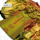 Stuff Lawn afghani Miror handmade All Over Embroidery Shirt And Chiffon Tye And Dye Embroidery Dupatta With Lawn Trouser 3PC Dress