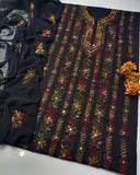 Stuff Pure Lawn 100/100 Kacha Indian Gala Style Neat Work Shirt And Plain Trouser WIth Chiffon Embroidery Dupatta 3PC Dress