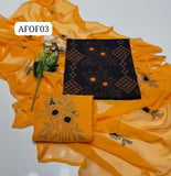 Stuff Soft Lawn chawal Front Jaal Shirt, Embroided Contrass Trouser Along With Chiffon Contrass Dupatta &nbsp;3pcs Dress