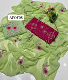 Stuff Soft Lawn chawal Front Jaal Shirt, Embroided Contrass Trouser Along With Chiffon Contrass Dupatta &nbsp;3pcs Dress