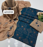 Stuff Soft Lawn chawal Front Jaal Shirt, Embroided Contrass Trouser Along With Chiffon Contrass Dupatta &nbsp;3pcs Dress